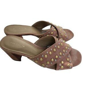 Ann Taylor Mariah Suede Studded Heeled Sandal Paloma Pink Size 6.5M